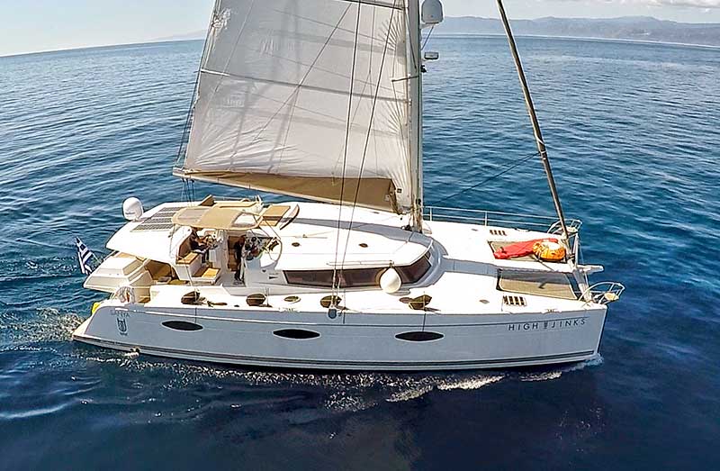 Nigel James Yacht Charter crewed charter catamaran High Jinks in Greece